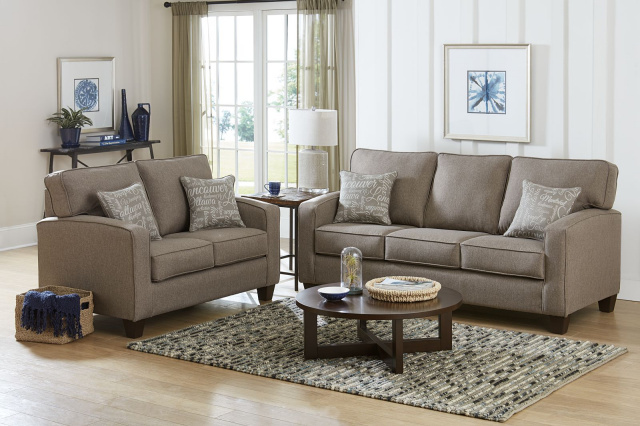328 Sofa and Love in Booyah Pepper and Jitterbug Taupe